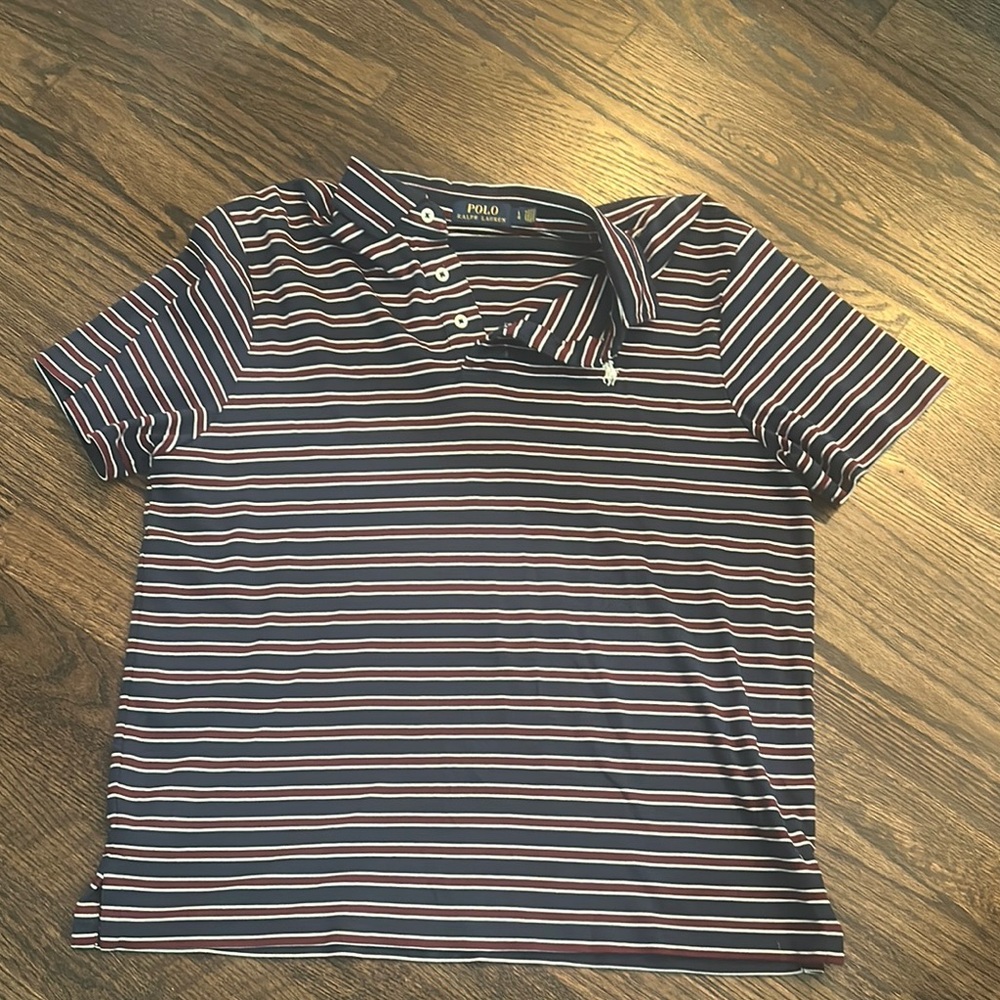 Polo Ralph Lauren Striped Polo - Navy, White & Red